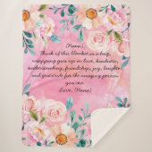 花カスタム付き彼女のための手紙またはメモ毛布 シェルパブランケット (正面)