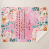 花カスタム付き彼女のための手紙またはメモ毛布 シェルパブランケット (正面(横))