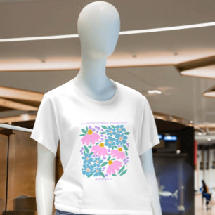 花カスタム力かわいいブルーピンクガーデンTシャツ Tシャツ