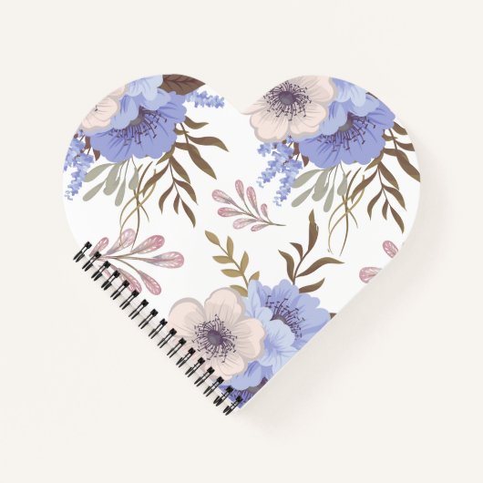 花カスタム心型螺旋 ノートブック (正面)