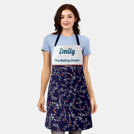 花カスタム柄エプロン エプロン (着用した状態)