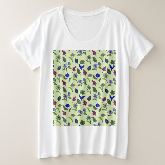 花カッコいい柄 プラスサイズTシャツ (デザイン正面)