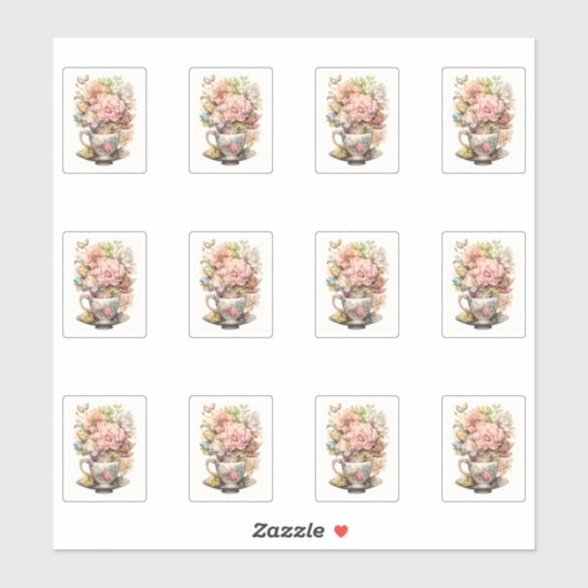 花カップ3 シール (シート)