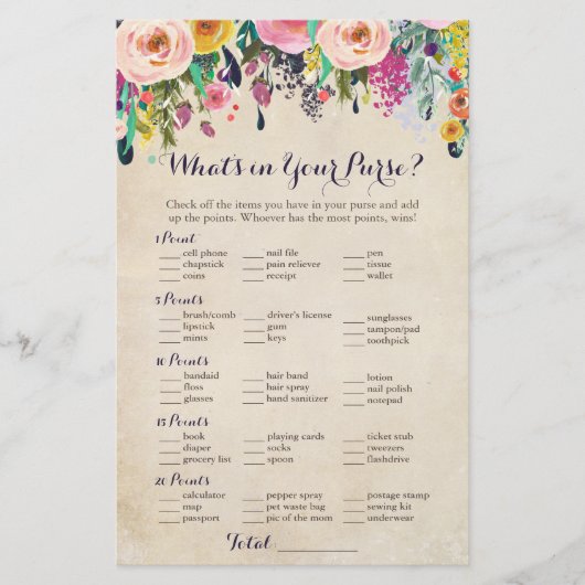 花カラフルあなたの財布のゲームの中に何が、ヴィンテージ (正面)