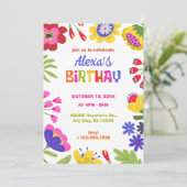 花カラフルおもしろい誕生日 招待状 (スタンド正面)