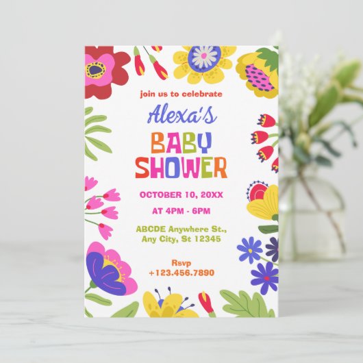 花カラフルおもしろい 招待状 (スタンド正面)