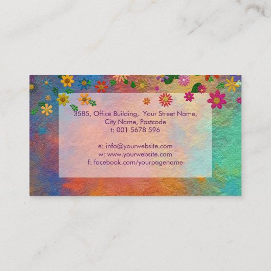 花カラフルお洒落芸術 名刺 (裏面)