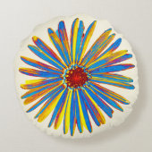 花カラフルかわいらしモダン画パーソナライズされた品 ラウンドクッション (裏面)