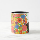 花カラフルが黒いボホの花瓶で花束 マグカップ (中央)