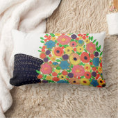 花カラフルが黒いボホの花瓶で花束 ランバークッション (ブランケット)