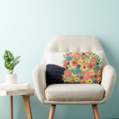 花カラフルが黒いボホの花瓶で花束 ランバークッション (椅子)