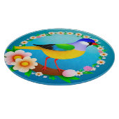 花カラフルで囲まれた枝鳥 カッティングボード (角)