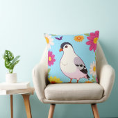 花カラフルで囲まれた枝鳥 クッション (椅子)