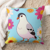花カラフルで囲まれた枝鳥 クッション (ブランケット)