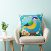 花カラフルで囲まれた枝鳥 クッション (椅子)