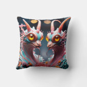 花カラフルで描かれた多関節のドラゴン彫刻 クッション (裏面)