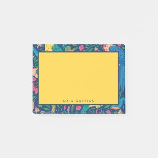 花カラフルとオウム ポストイット (正面)