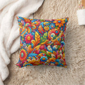 花カラフルとデザイン クッション (ブランケット)