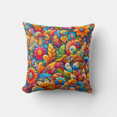 花カラフルとデザイン クッション (正面)