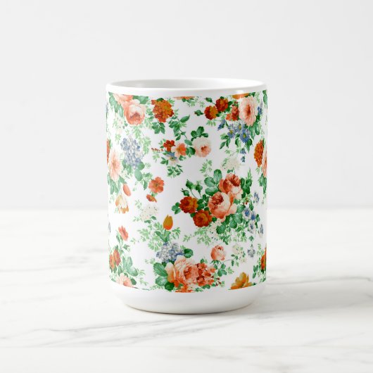 花カラフルとピンクと赤のバラ コーヒーマグカップ (中央)