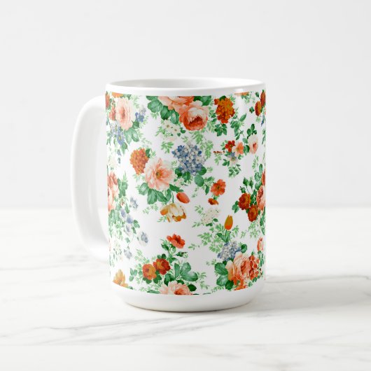 花カラフルとピンクと赤のバラ コーヒーマグカップ (正面左)