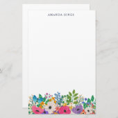 花カラフルとブルーバタフライ 便箋 (正面/裏面)