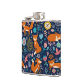 花カラフルと可愛いキツネ柄 フラスク (左)