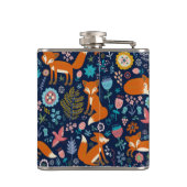 花カラフルと可愛いキツネ柄 フラスク (裏面)