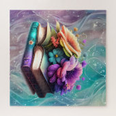 花カラフルと本 ジグソーパズル (横)