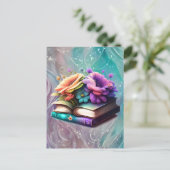 花カラフルと本 ポストカード (スタンド正面)