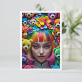 花カラフルと熊が咲く虹のアニメ少女 サンキューカード (スタンド正面)