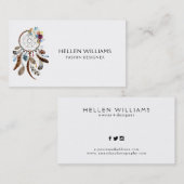 花カラフルと羽のドリームキャッチャー 名刺 (正面/裏面)