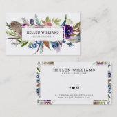 花カラフルと羽毛の花束 名刺 (正面/裏面)