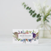 花カラフルと羽毛の花束 名刺 (スタンド正面)