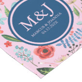 花カラフルと葉植物模様 ショートテーブルランナー (コーナー)