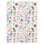 花カラフルと葉植物模様 テーブルクロス (正面)