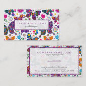 花カラフルと蝶のパターン 名刺 (正面/裏面)