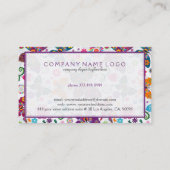 花カラフルと蝶のパターン 名刺 (裏面)