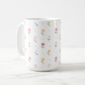 花カラフルと蝶パターン コーヒーマグカップ (正面左)