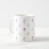 花カラフルと蝶パターン コーヒーマグカップ (正面左)
