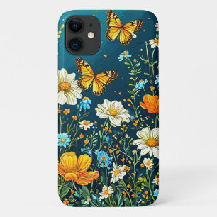 花カラフルと蝶春フローラ iPhone 11 ケース