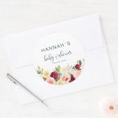 花カラフルと赤ちゃんシャワー ラウンドシール (封筒)