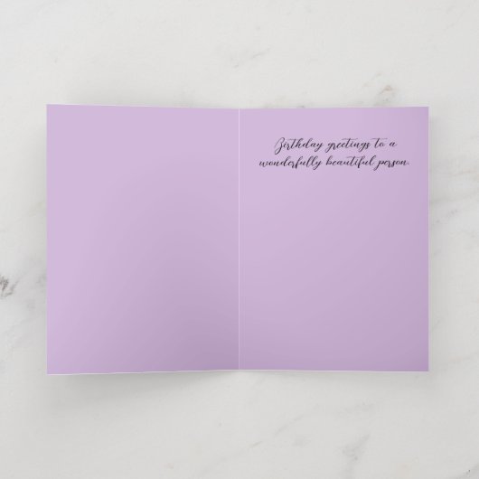 花カラフルと金ゴールドアクセント誕生日 箔グリーティングカード (内側レイダウン)