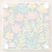 花カラフルと離れ花 ガラスコースター (裏面)