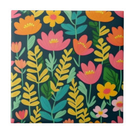 花カラフルと離れ花 タイル