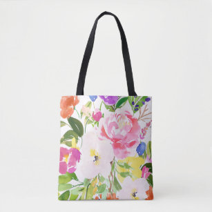 花カラフルな水彩画の春の開花 トートバッグ