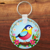 花カラフルに囲まれたリース キーホルダー (正面)