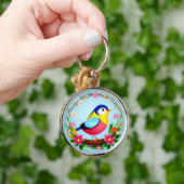 花カラフルに囲まれたリース キーホルダー (手)