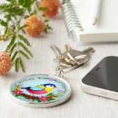 花カラフルに囲まれたリース キーホルダー (側面)