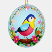 花カラフルに囲まれたリース セラミックオーナメント (左)